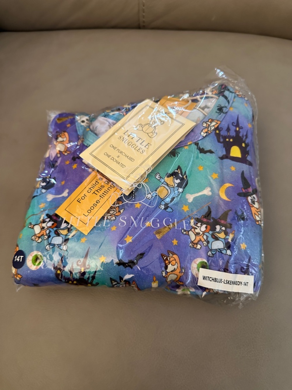Little Snuggles Blue Halloween Witch Print Kids Pajama Top/bottom